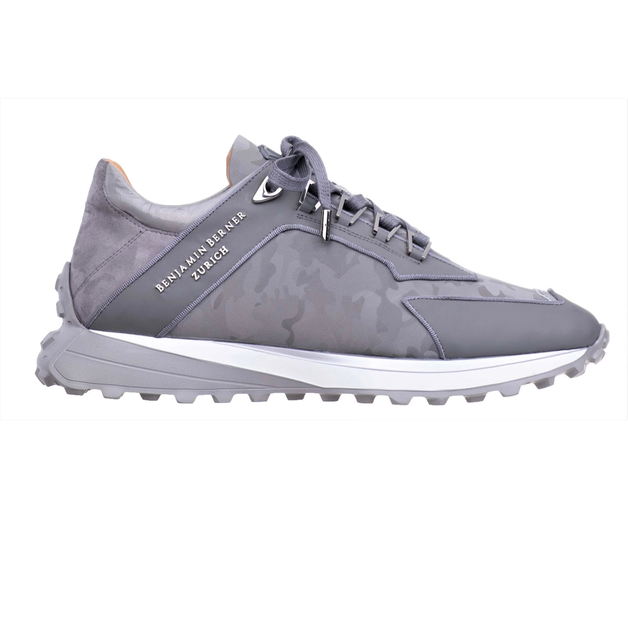 BENJAMIN BERNER - LOW-TOP BNJ ALPHA RUNNER STEEL GREY REFLECTIVE CAMOUFLAGE