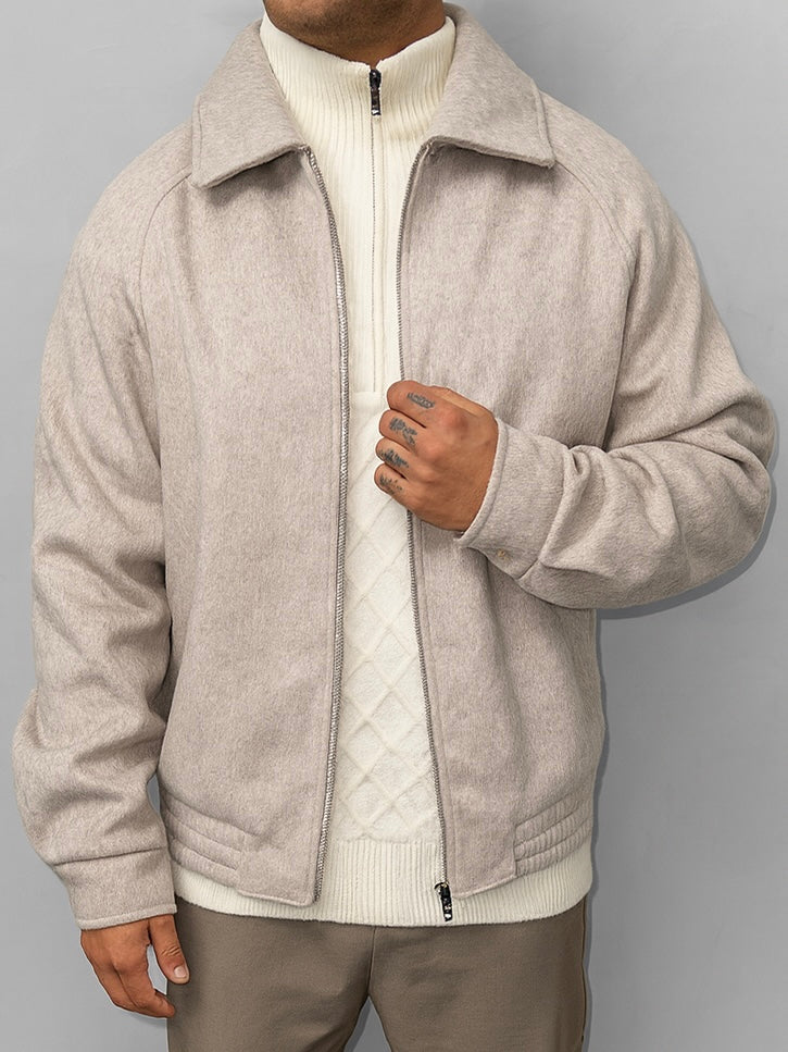 Veste zipée beige en laine