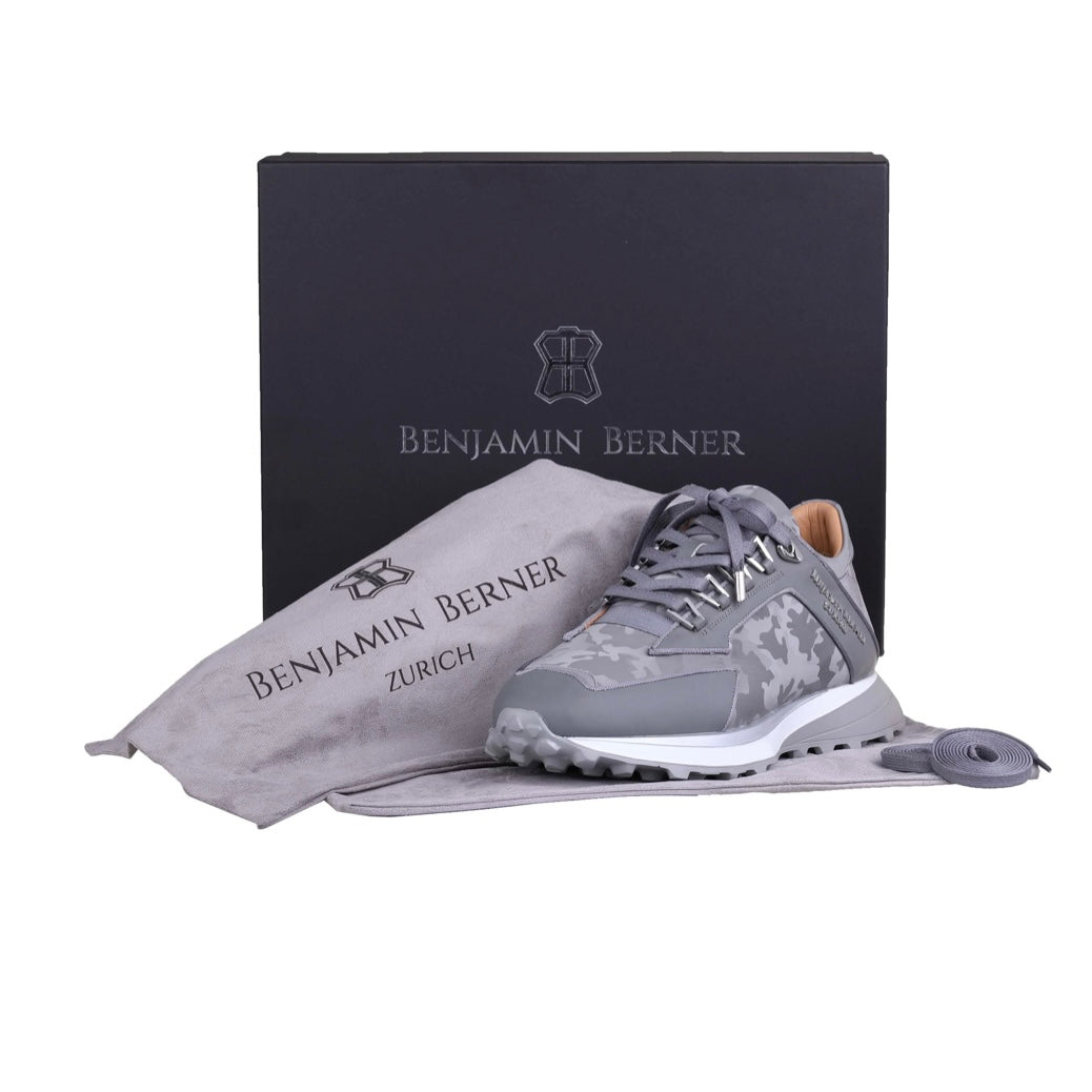 BENJAMIN BERNER - LOW-TOP BNJ ALPHA RUNNER STEEL GREY REFLECTIVE CAMOUFLAGE