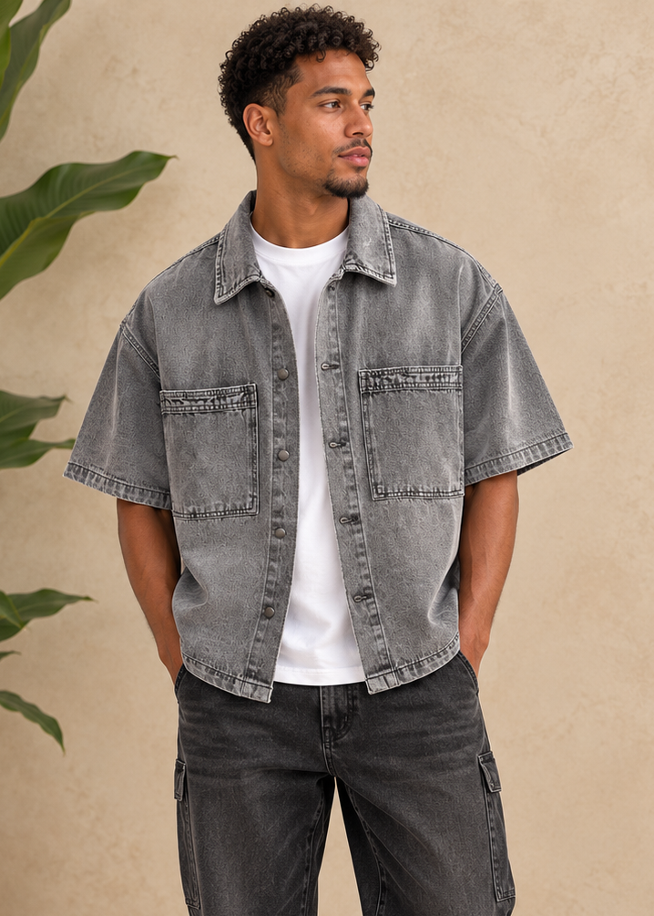 Chemise en jean gris clair