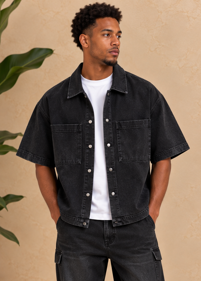 Chemise en jean noir