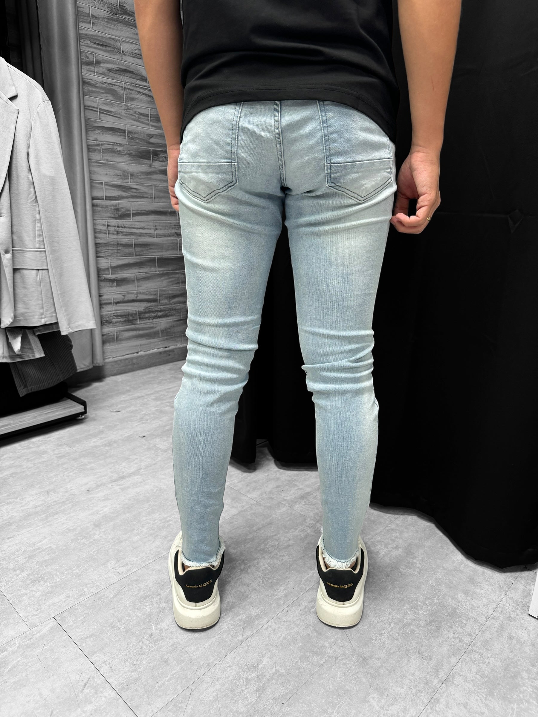 Jean skinny court bleu clair