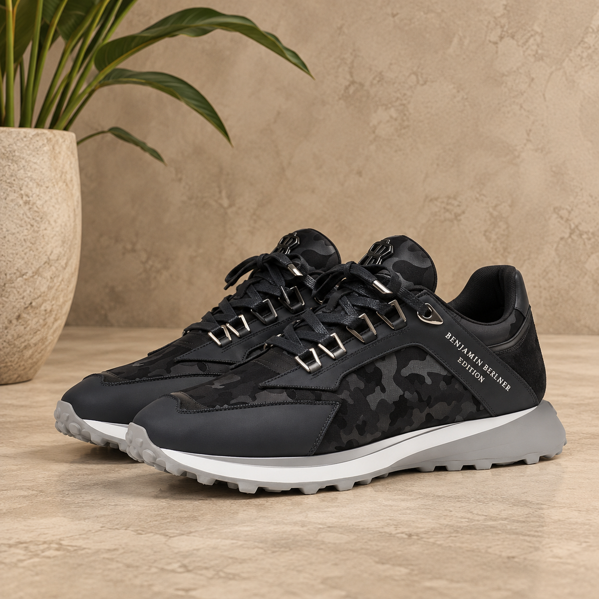 BENJAMIN BERNER - Baskets Alpha Runner Low Top Reflective Camouflage Navy