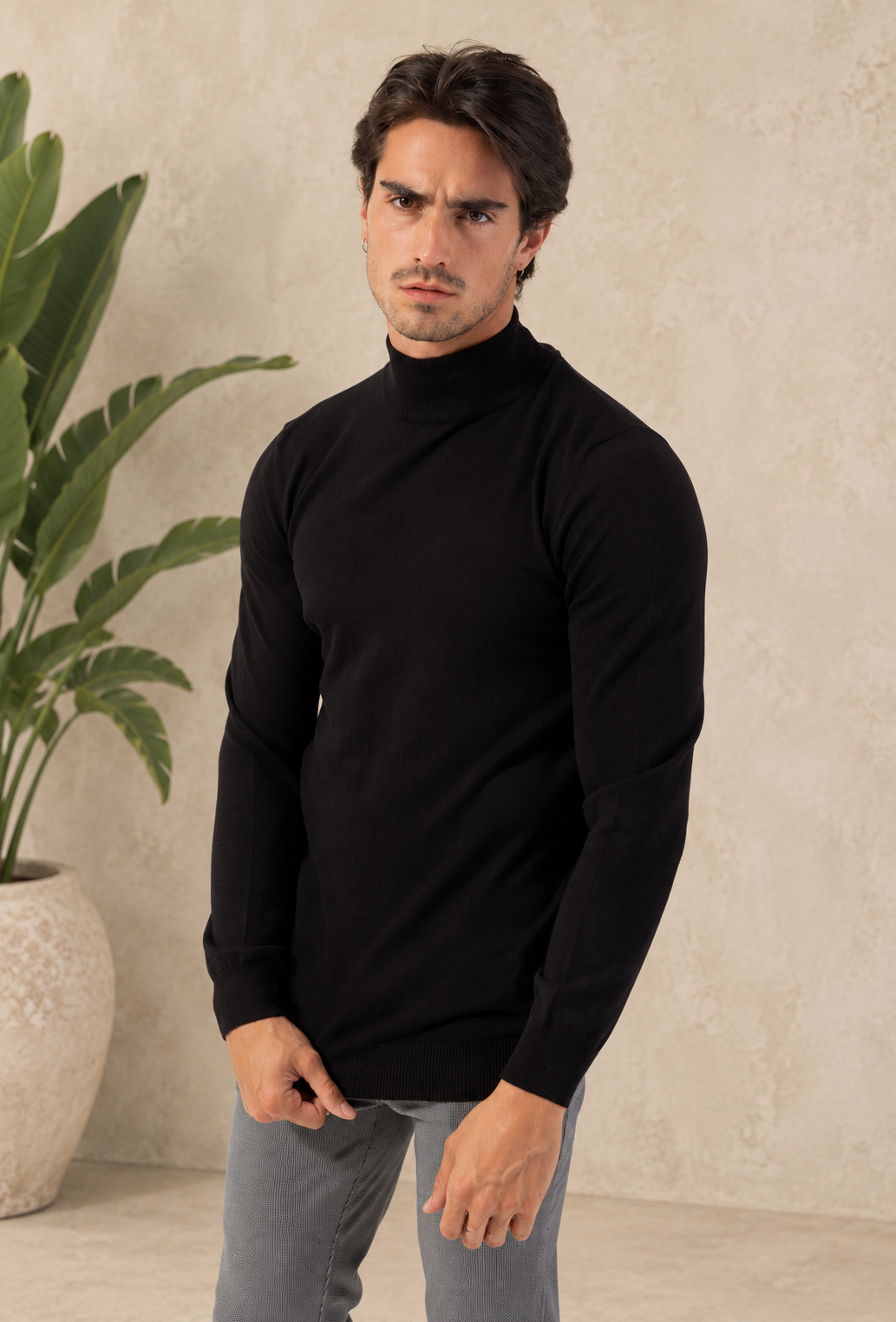 Pull Col montant noir