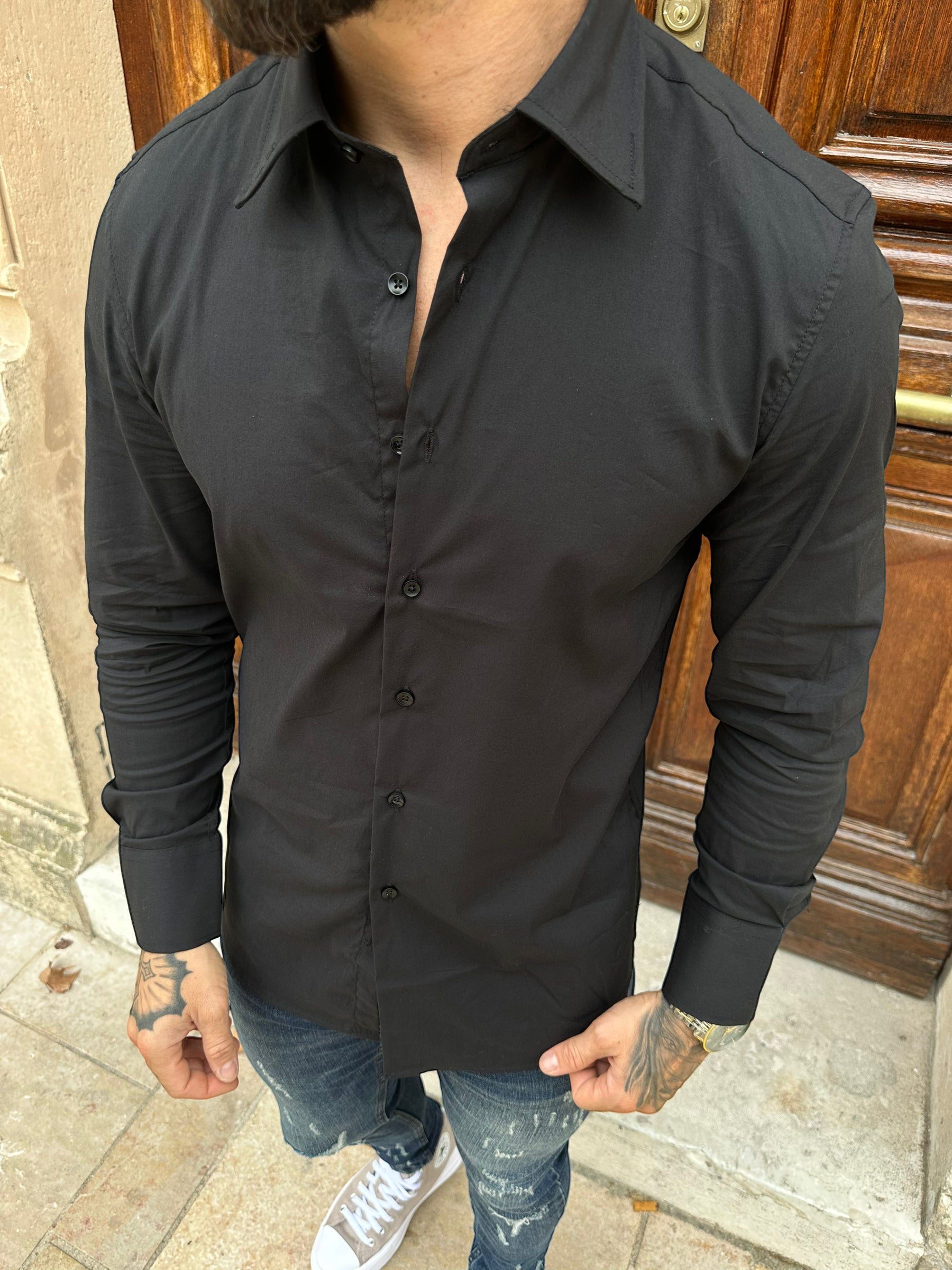 Chemise manche longue noir - Stayin