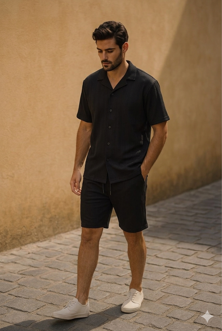 Ensemble short chemise noir