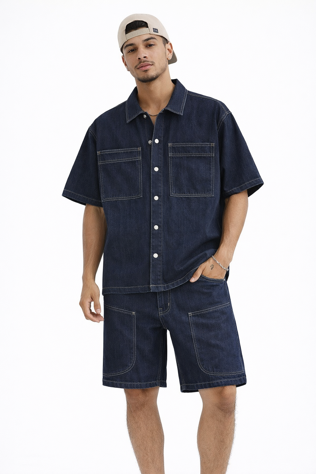 Ensemble short et chemise en jean Blue denim