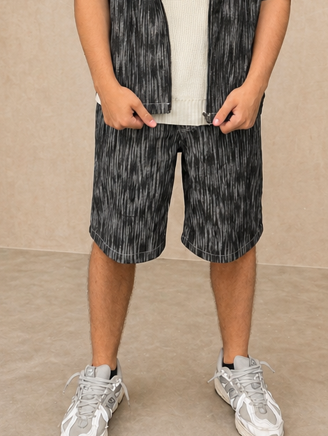 Short jean gris rayure noir