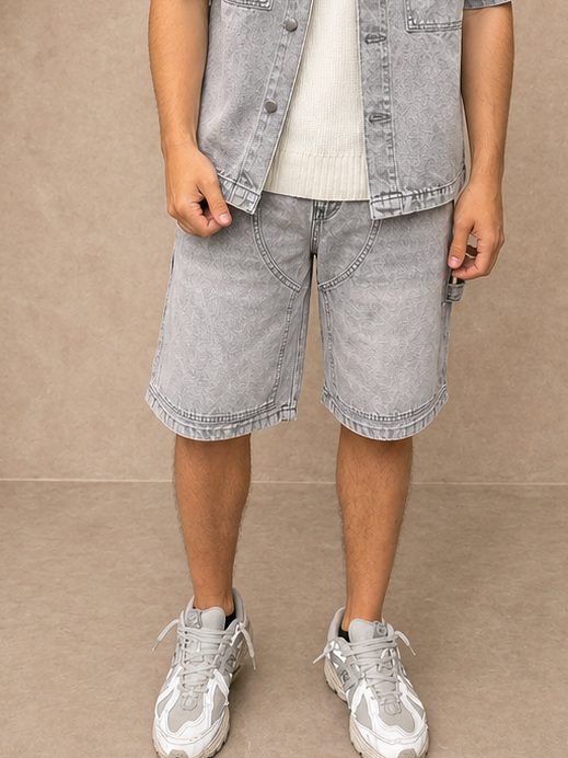 Short en jean gris clair