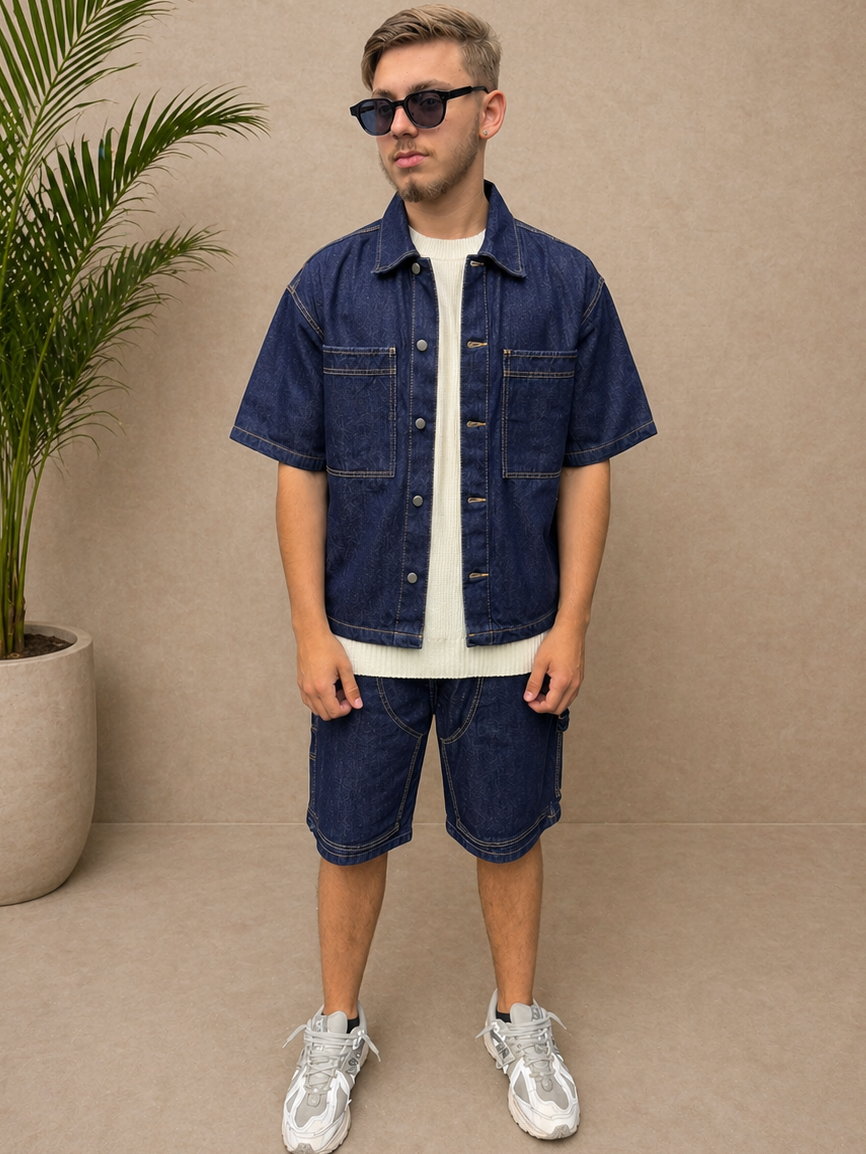 Ensemble short et chemise en jean Blue denim