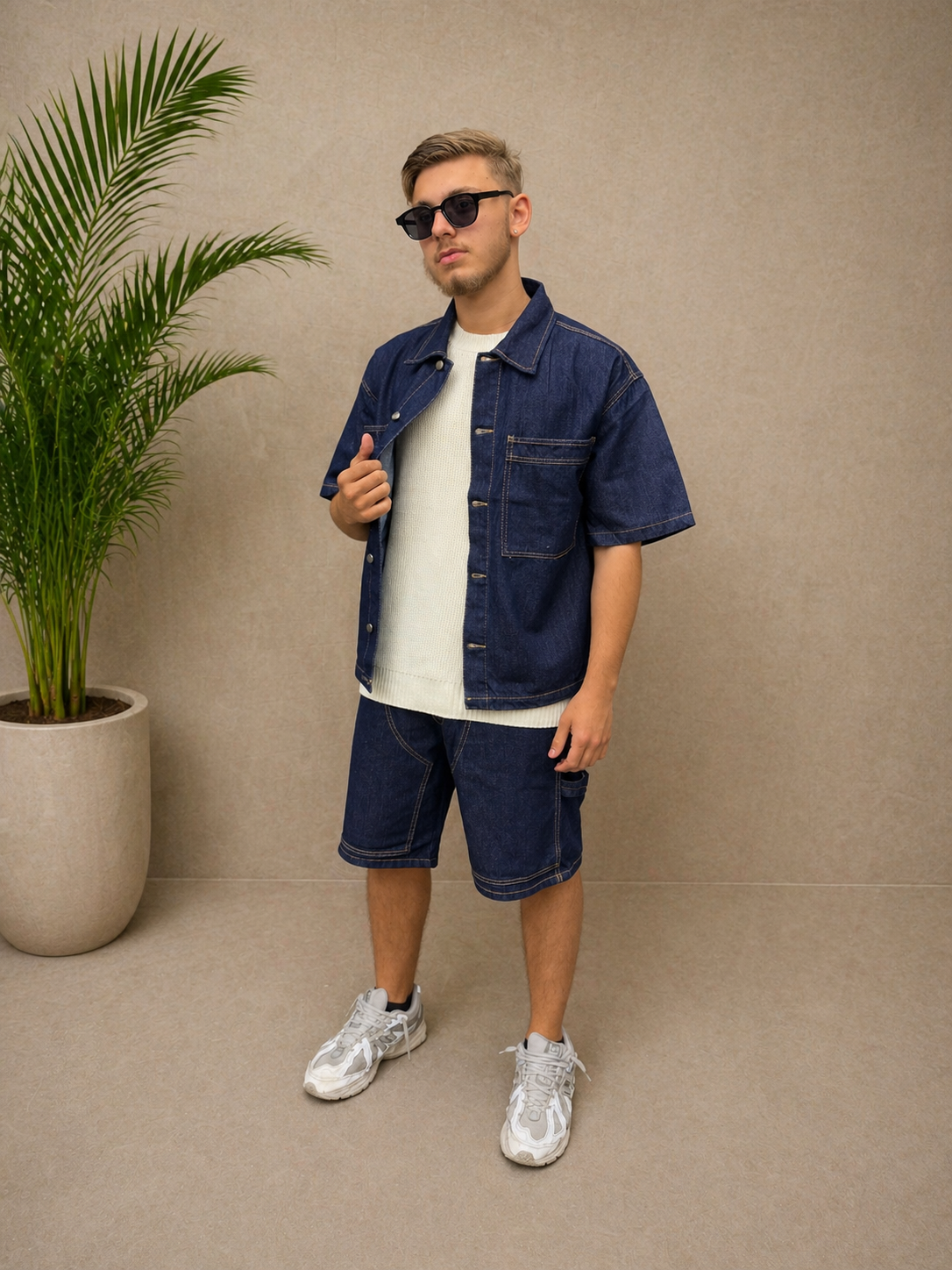 Ensemble short et chemise en jean Blue denim