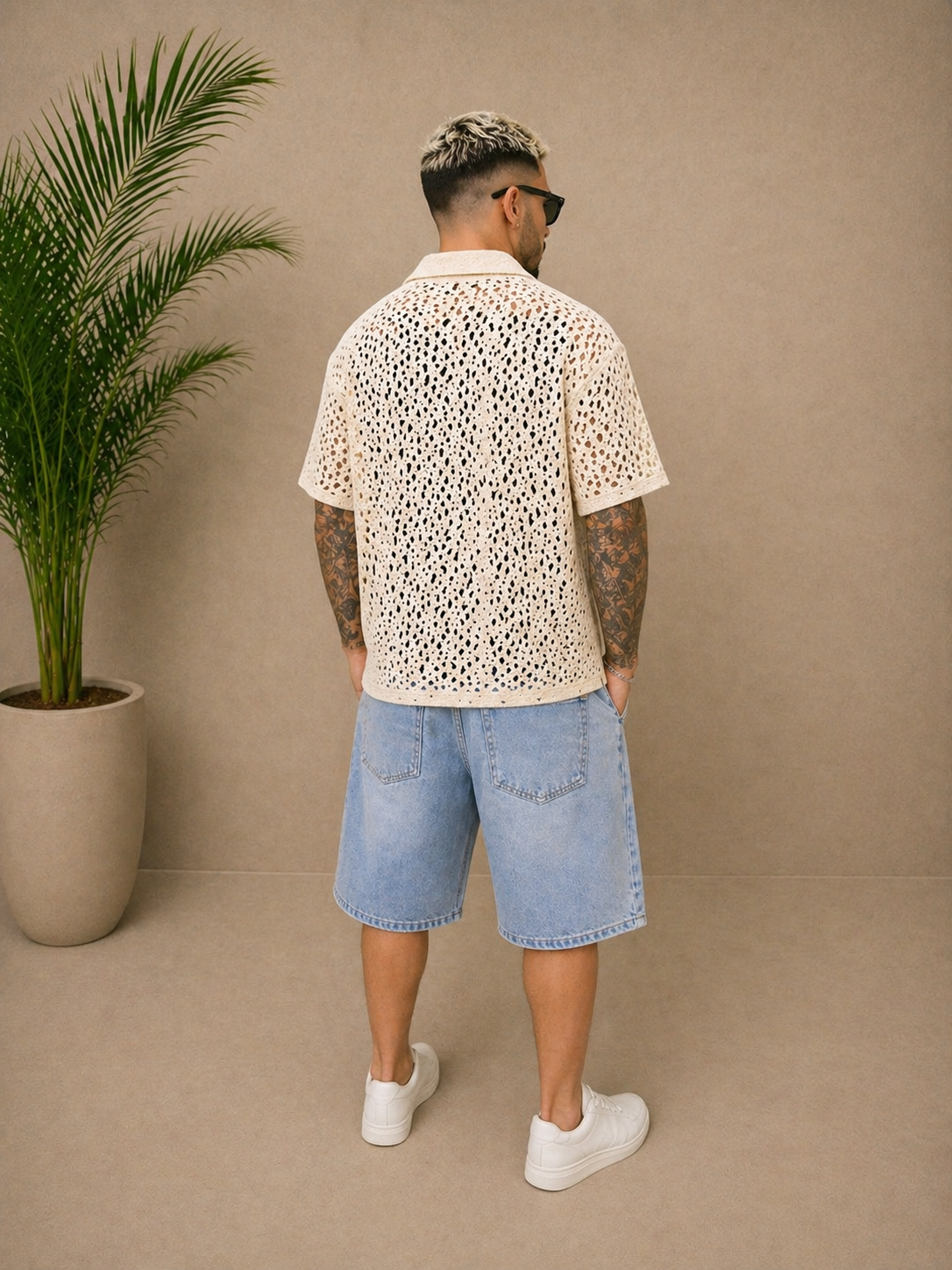 Short bermuda jean bleu ciel large