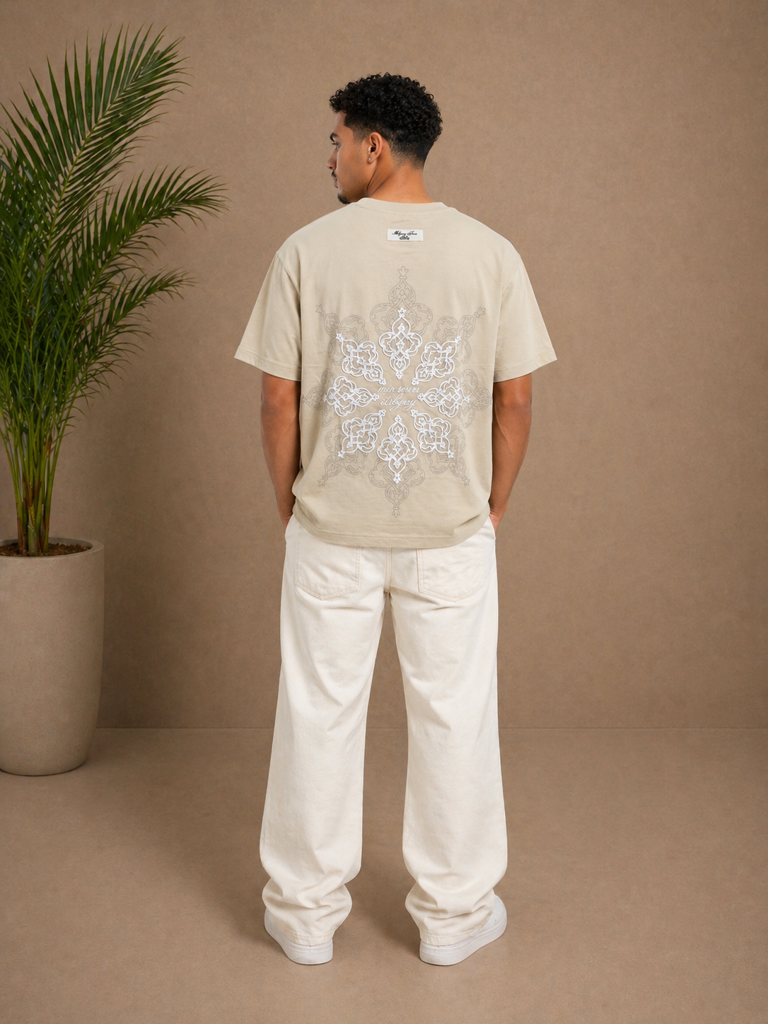 T-shirt oversize Respire brodé beige