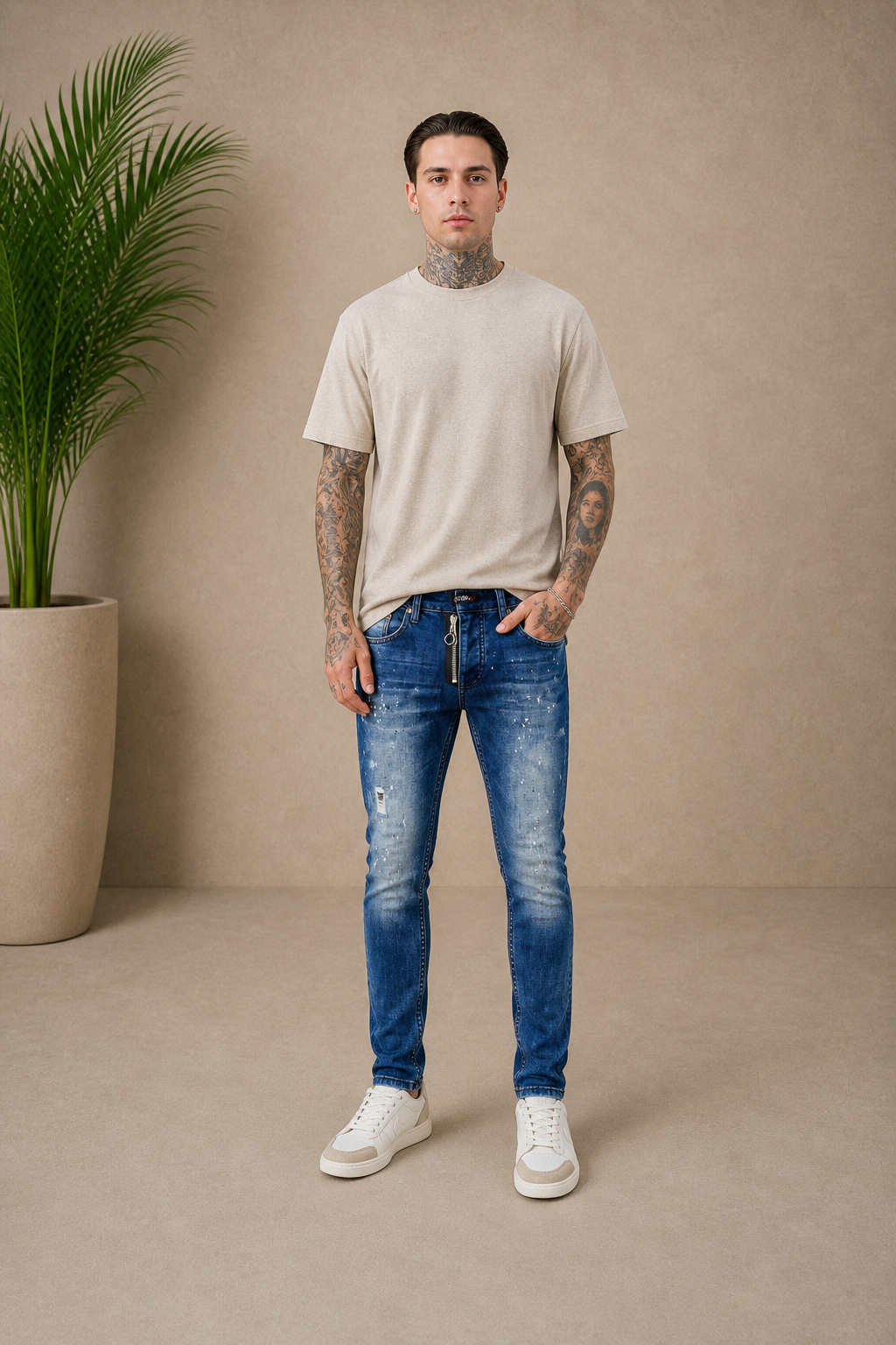 Jean Slim zip bleu