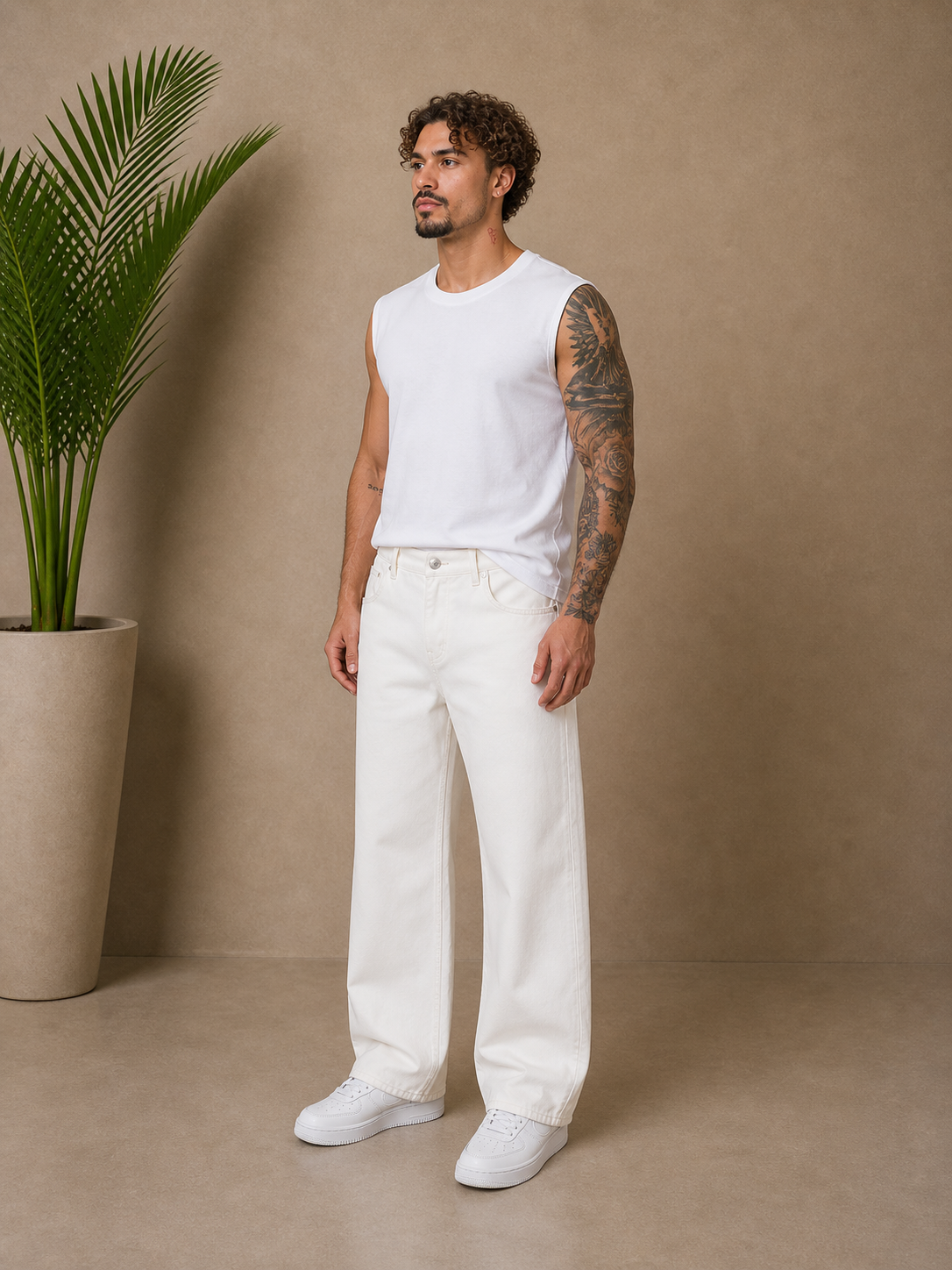 Jean large blanc