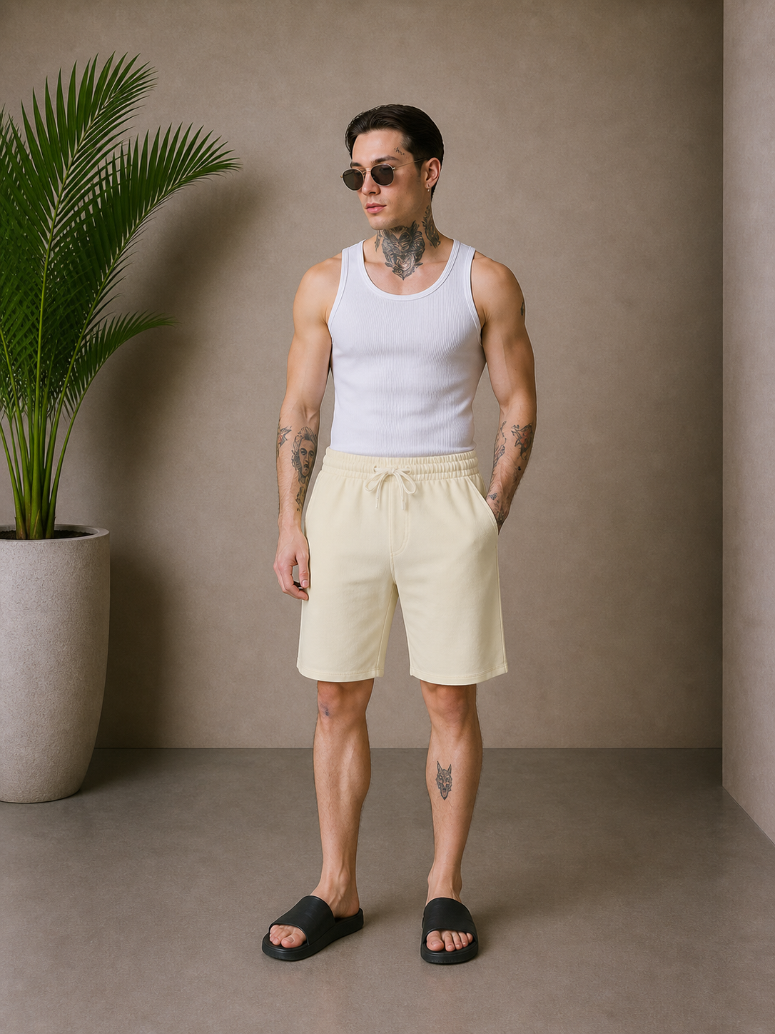 Short coton écru