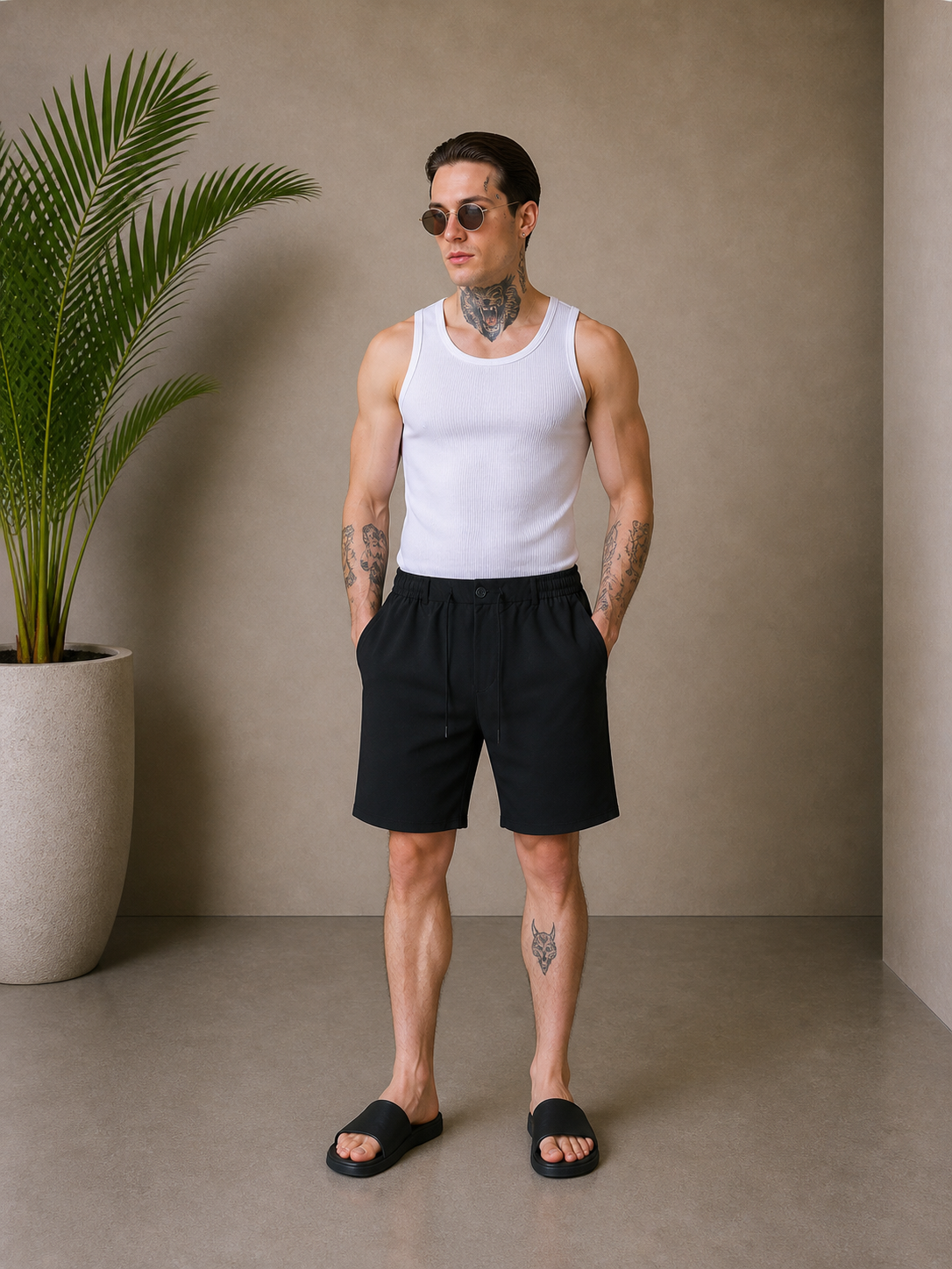 Short imper noir