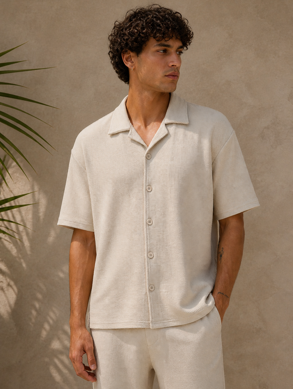 Chemise texturé beige