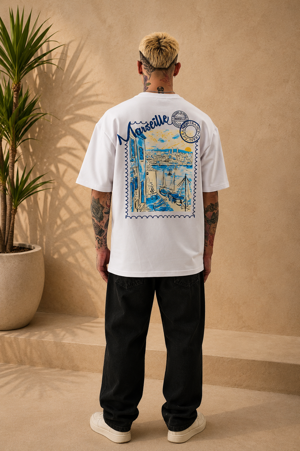 T-Shirt semi oversize Marseille blanc