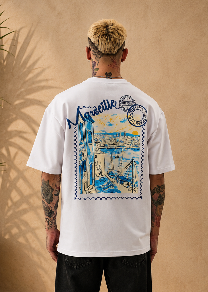 T-Shirt semi oversize Marseille blanc
