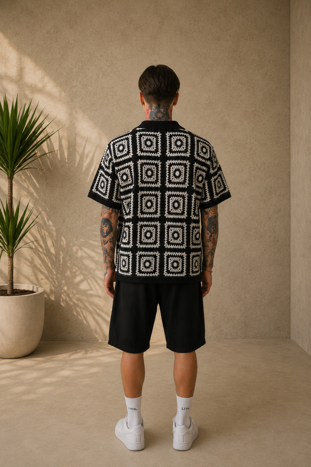 Chemise crochet noir et blanche