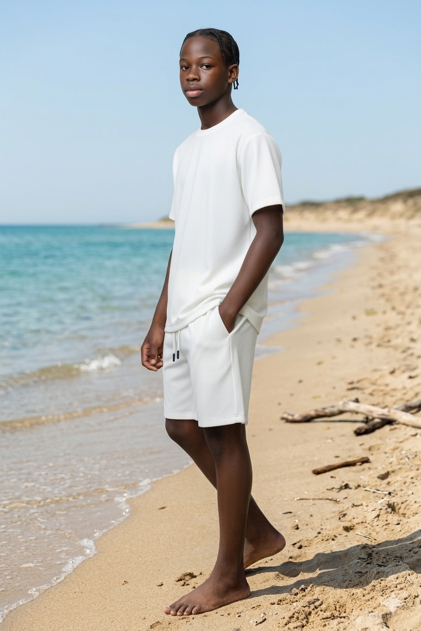 Ensemble enfant short et t-shirt blanc