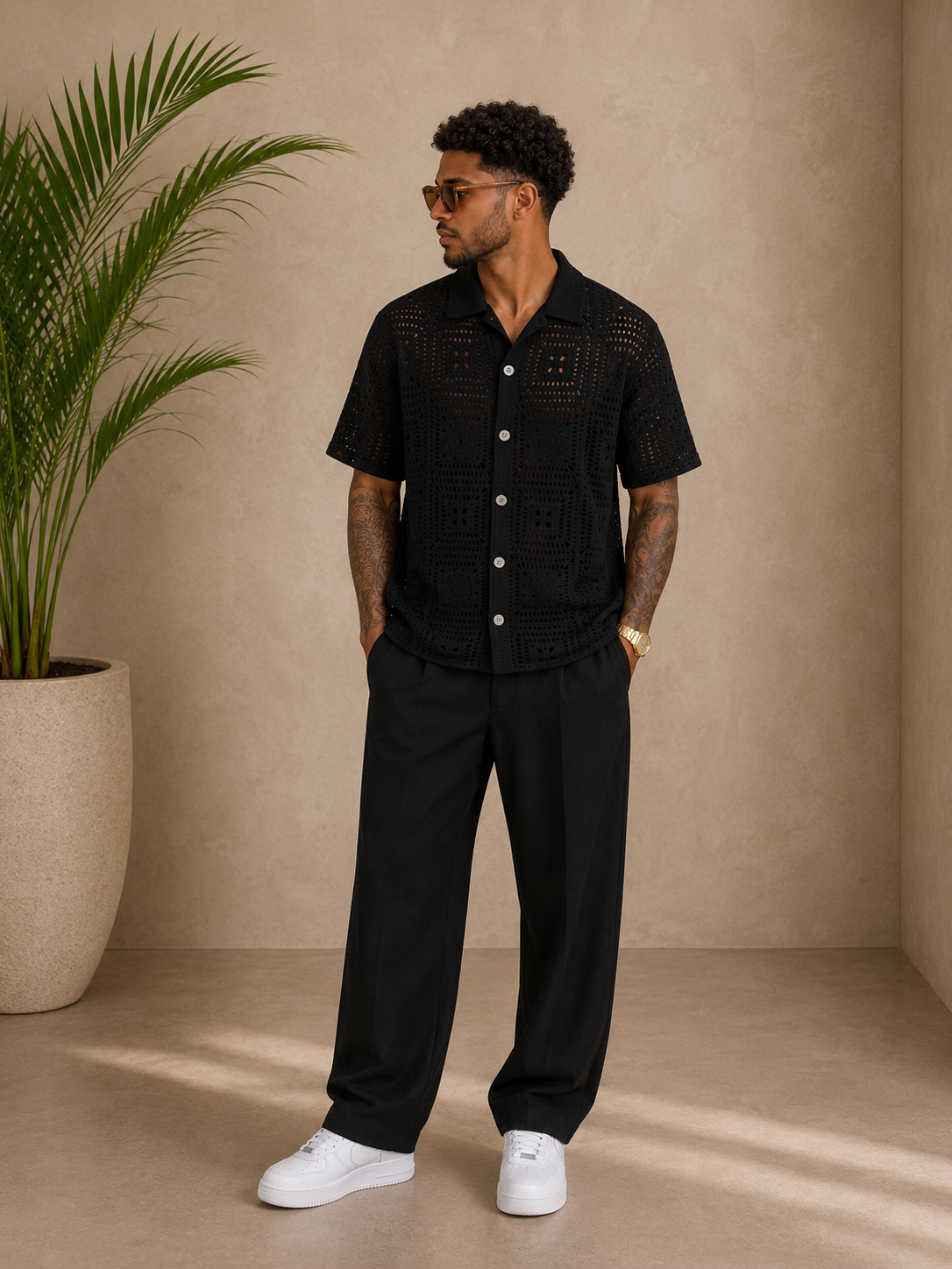 Chemise maille noir
