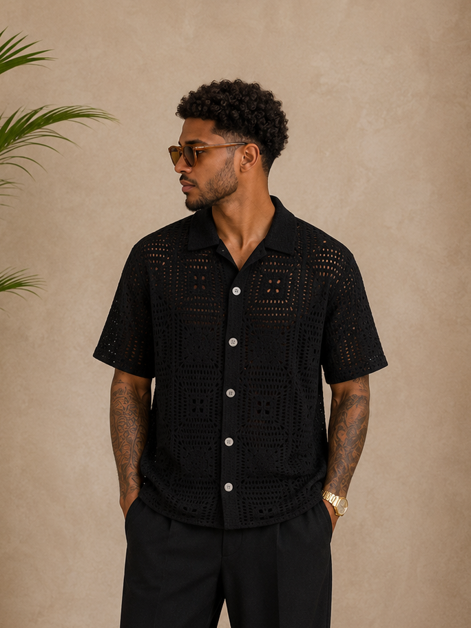 Chemise maille noir