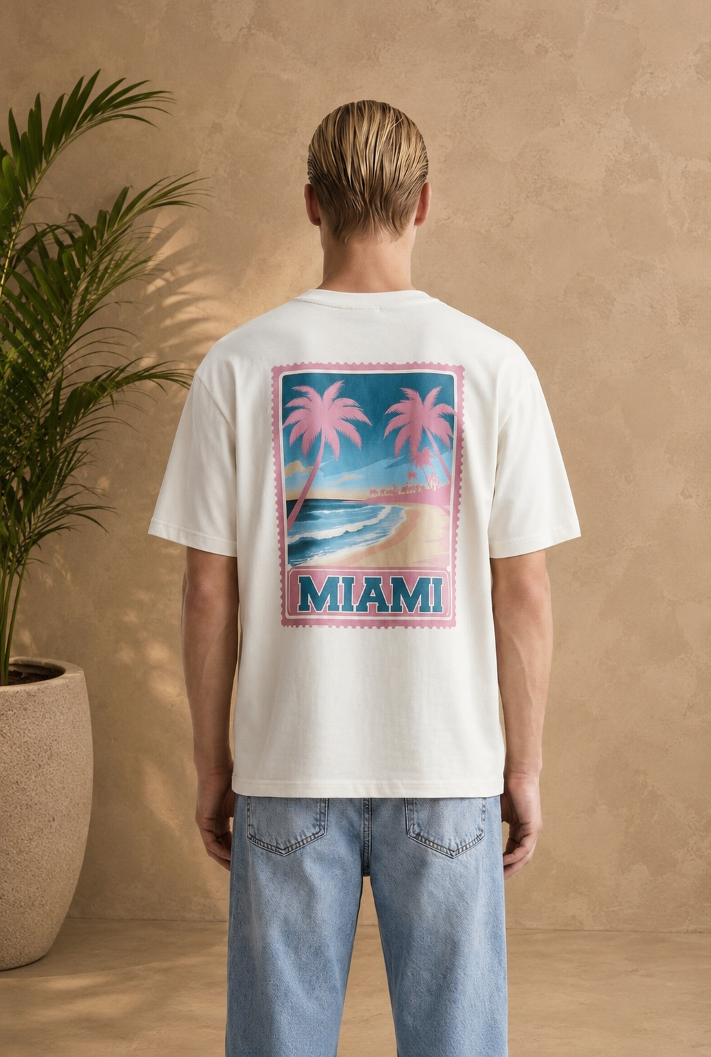T-shirt Miami blanc Palmier