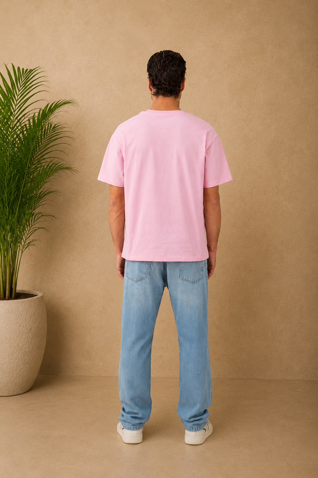 T-shirt rose coeur blanc