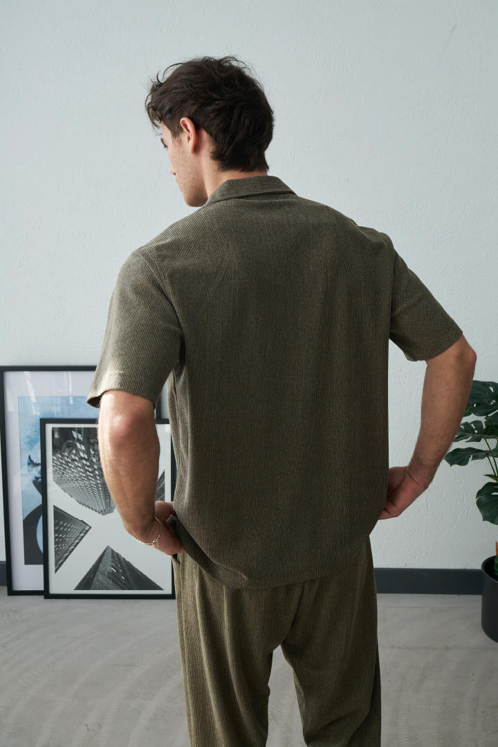 Chemise texturé kaki
