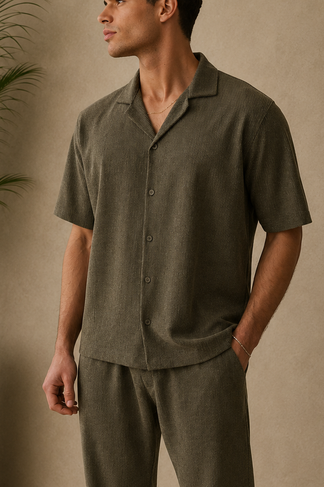 Chemise texturé kaki