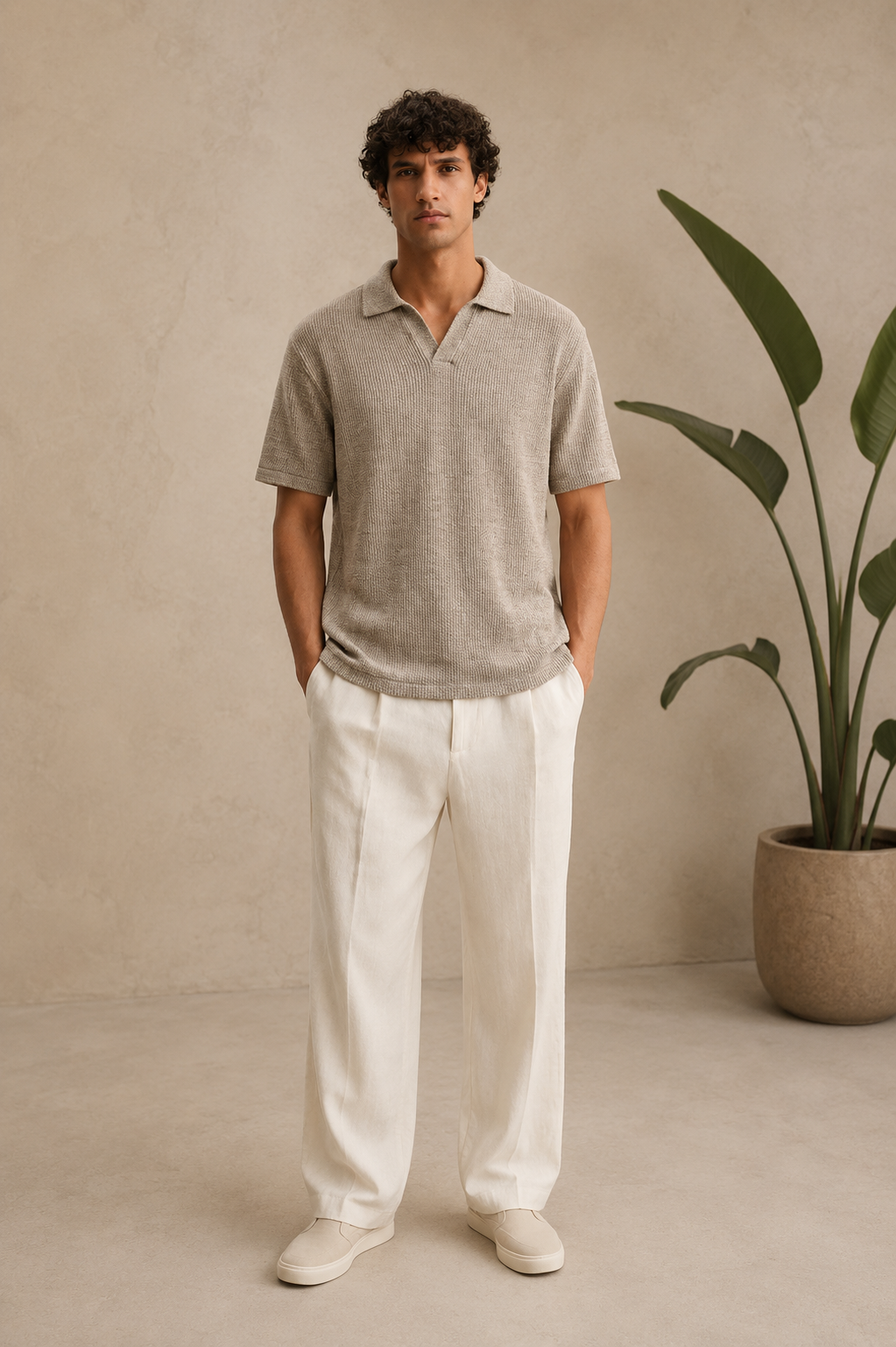 Polo maille beige