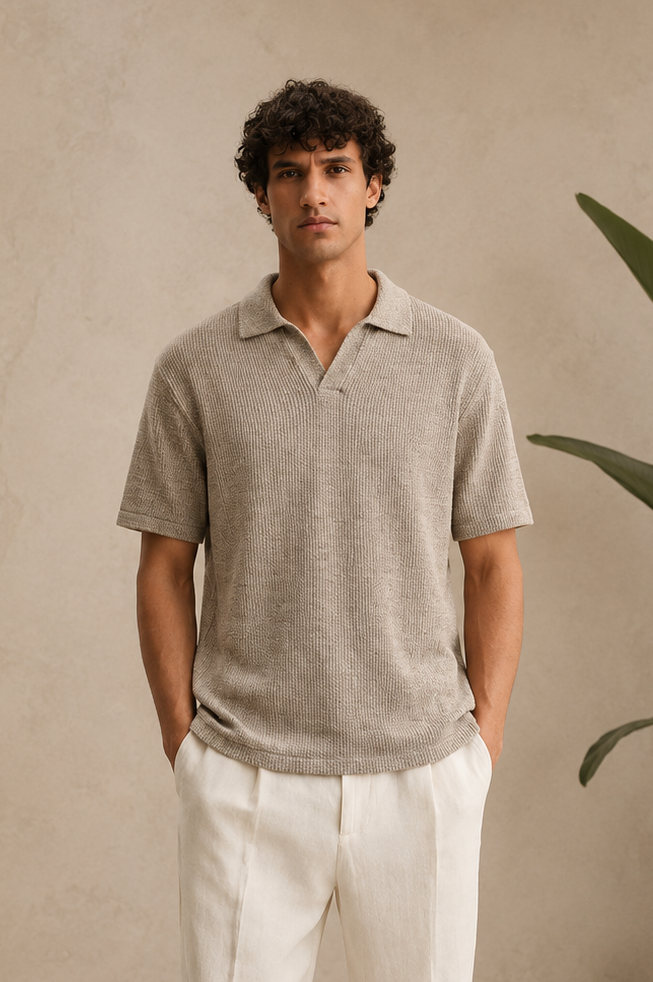 Polo maille beige