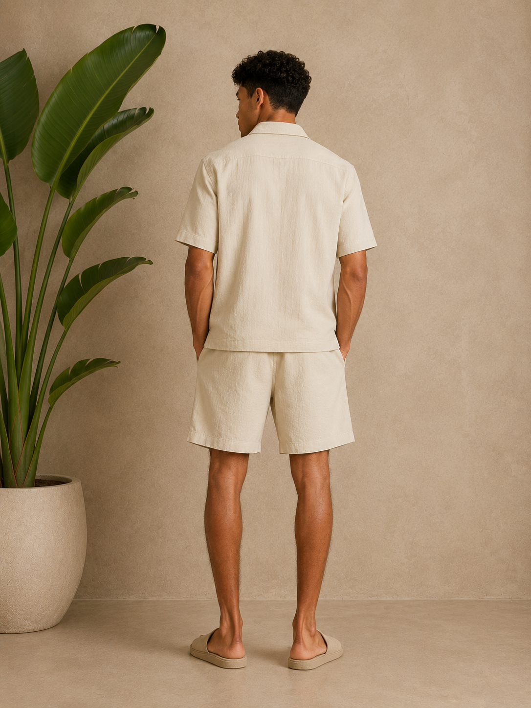 Ensemble bali short chemise beige