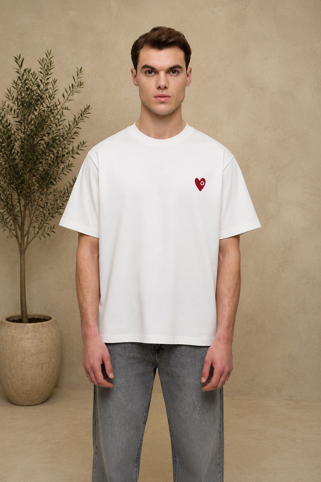 T-shirt Make Love blanc