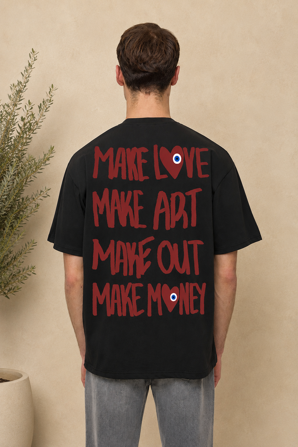 T-shirt Make Love noir