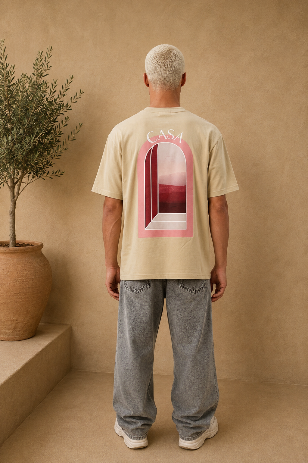 T-Shirt Casa beige / rouge