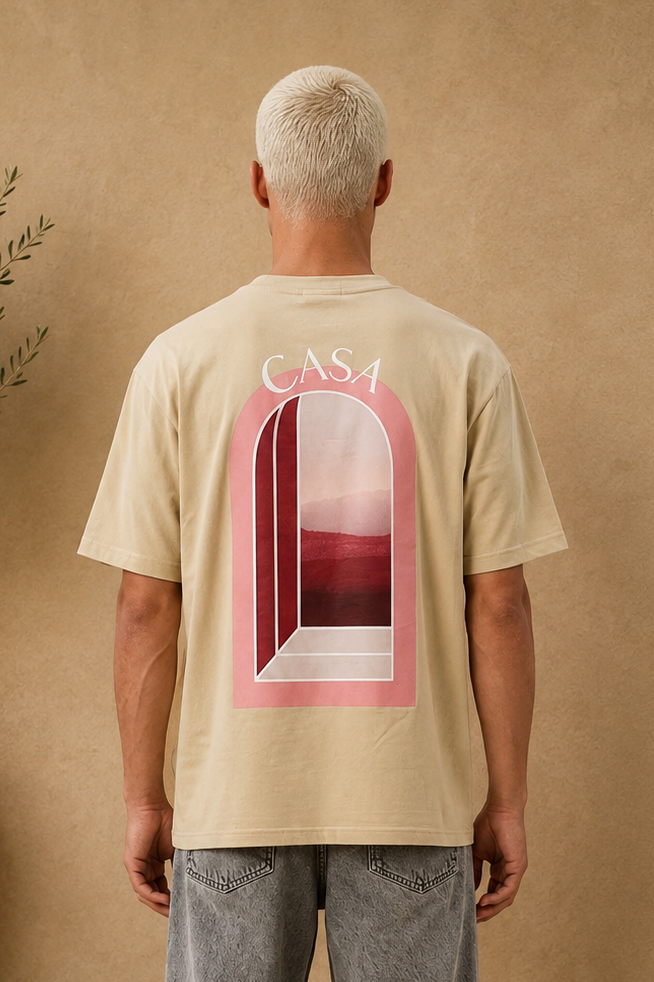 T-Shirt Casa beige / rouge