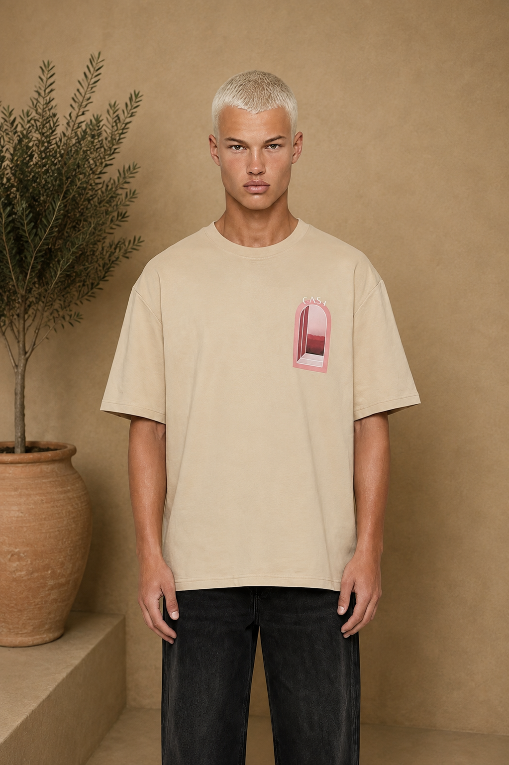 T-Shirt Casa beige / rouge