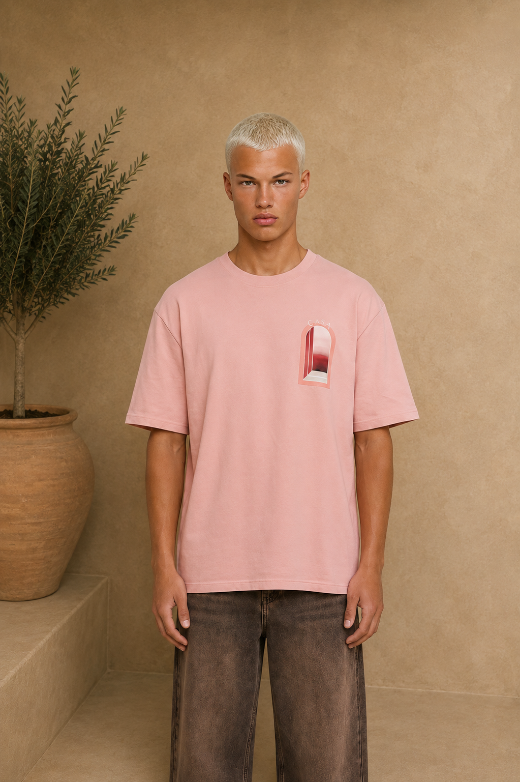 T-Shirt Casa rose / rouge