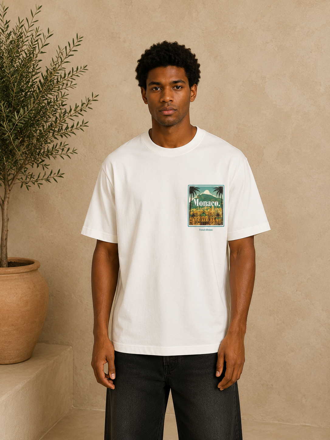 T-Shirt Monaco French Riviera blanc