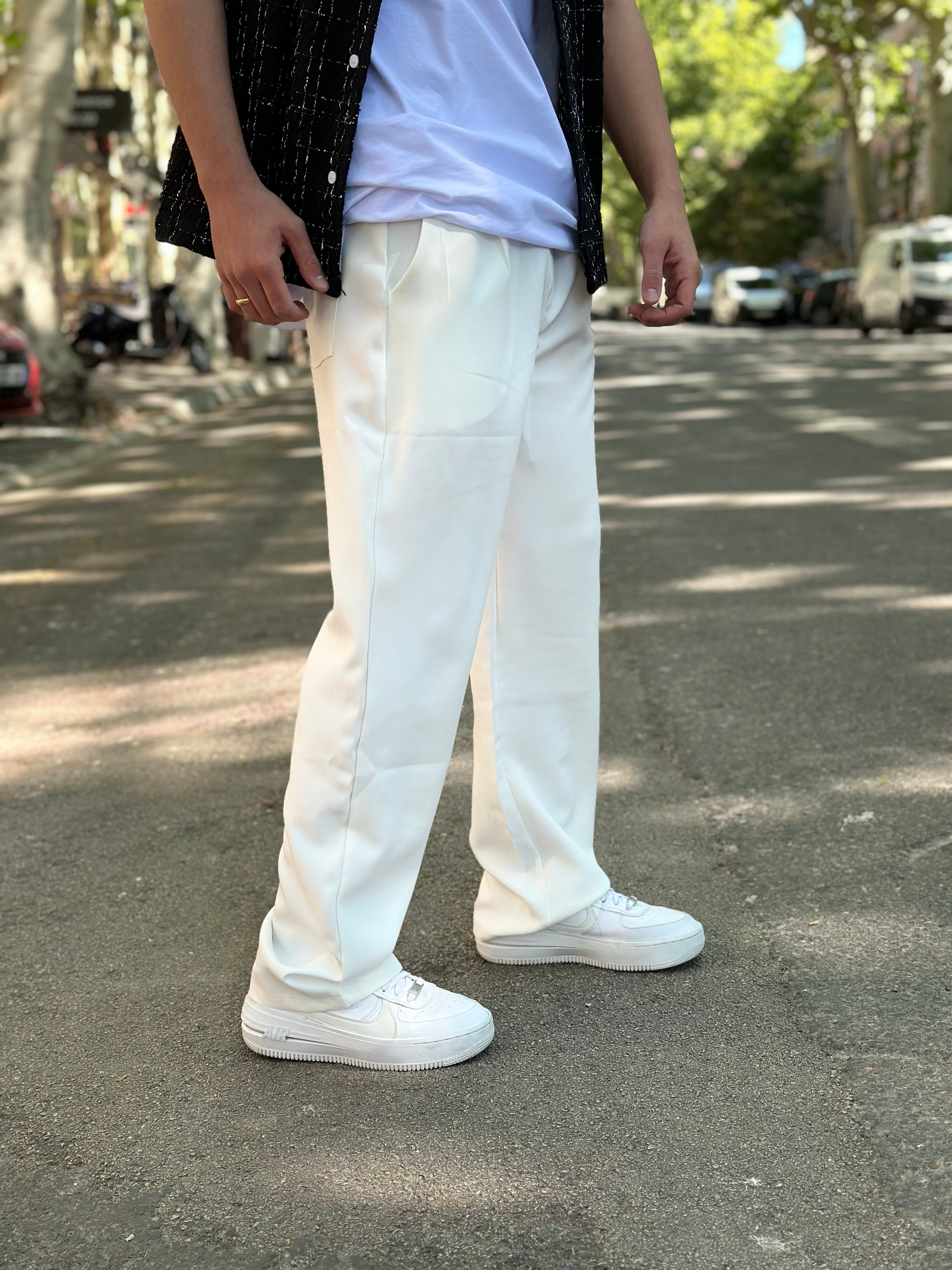 Frilivin - Pantalon Fluide Blanc