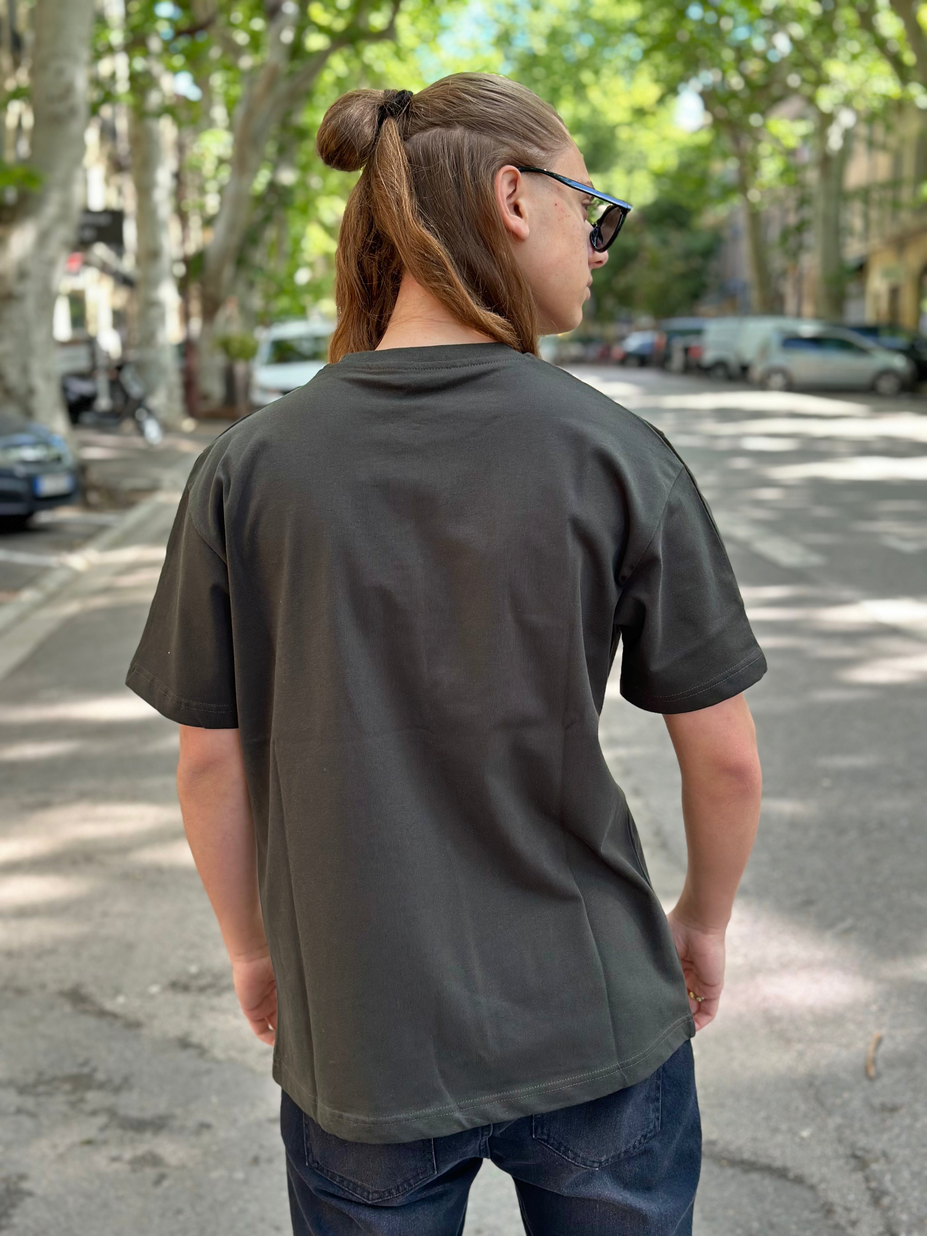 ADJ - T-shirt Kaki coeur Blanc