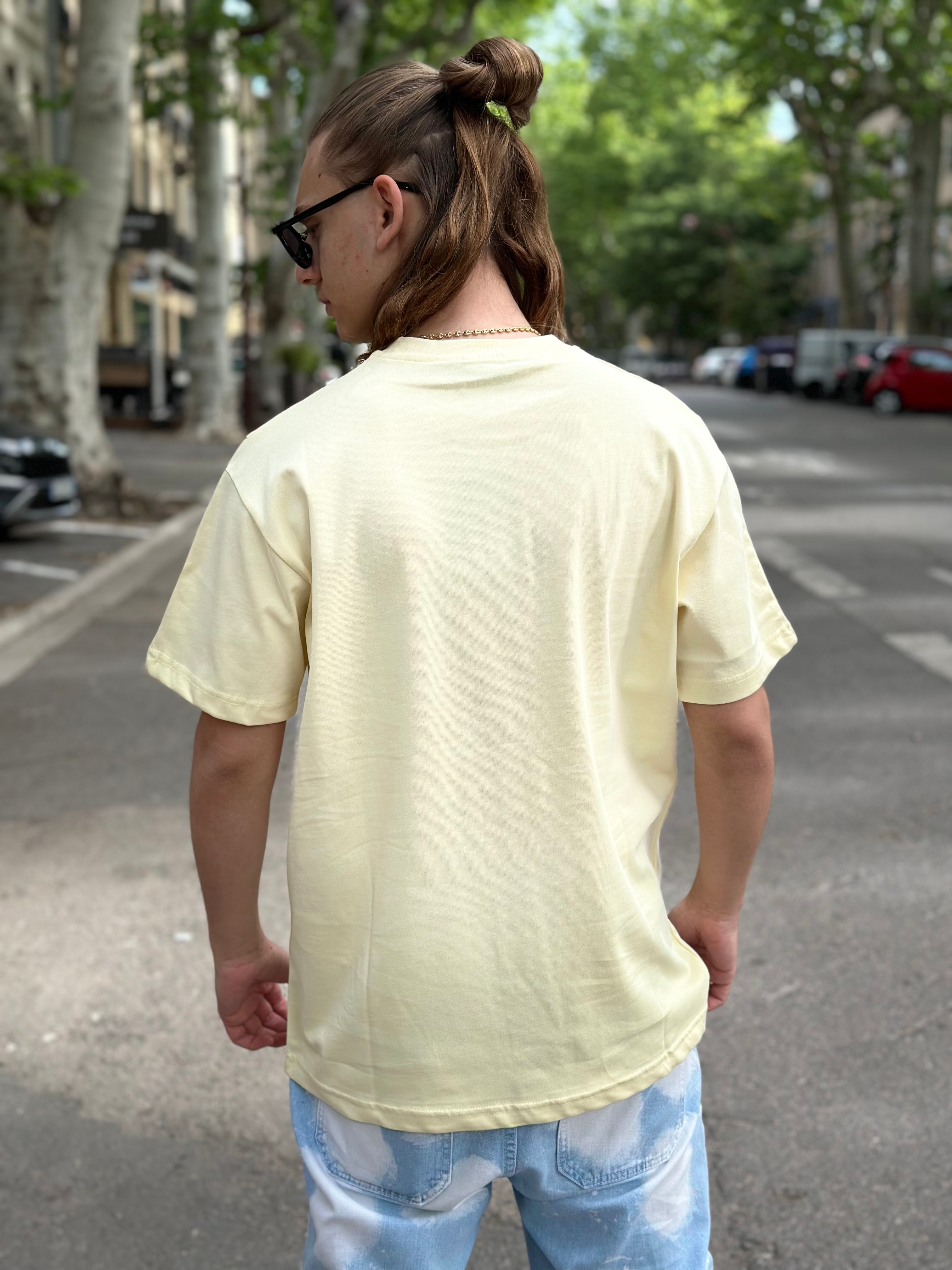 ADJ - T-shirt Jaune coeur Blanc