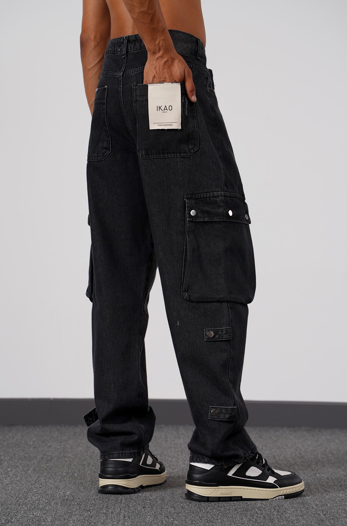 JEAN CARGO LARGE  - GRIS SHINé