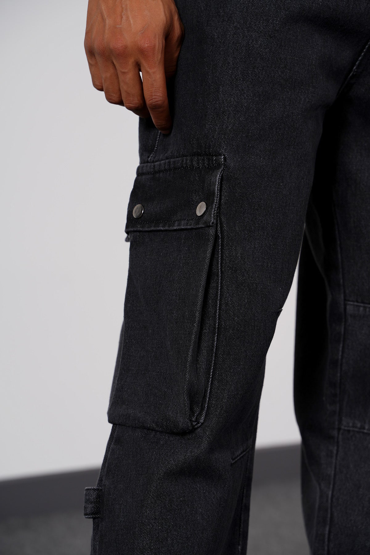 JEAN CARGO LARGE  - GRIS SHINé