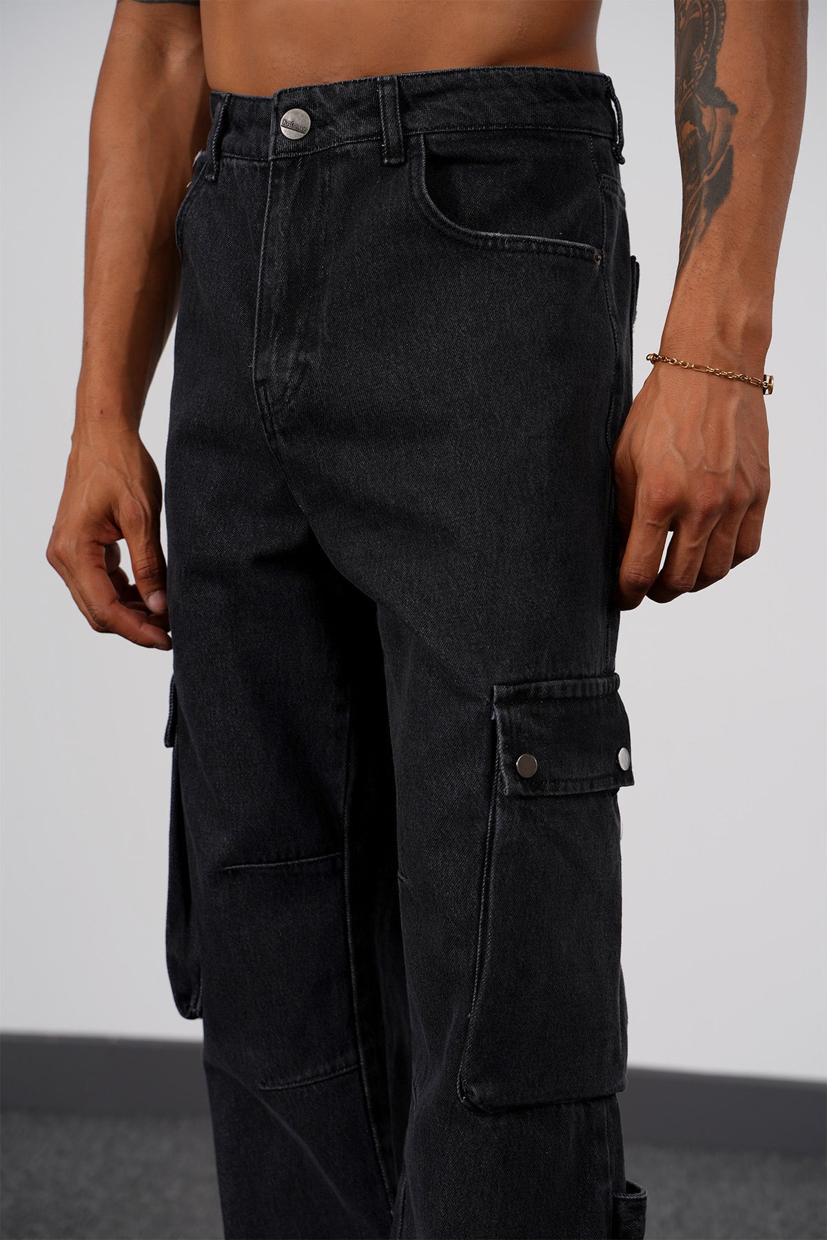 JEAN CARGO LARGE  - GRIS SHINé