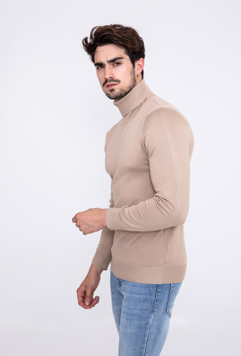 Col roulé fin beige