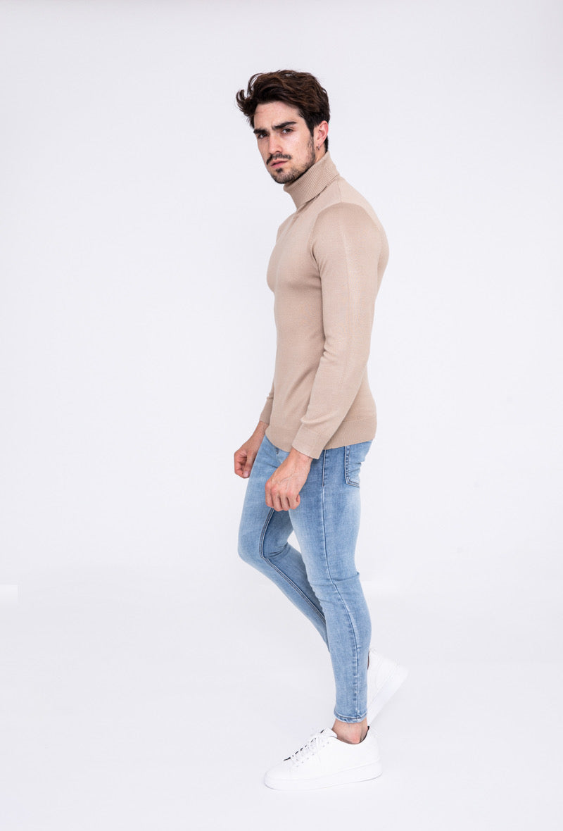 Col roulé fin beige